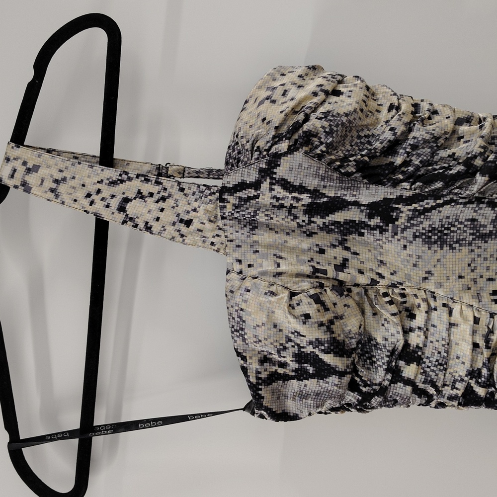 Bebe Python Snake Silk One Shoulder Strap Ruched … - image 6